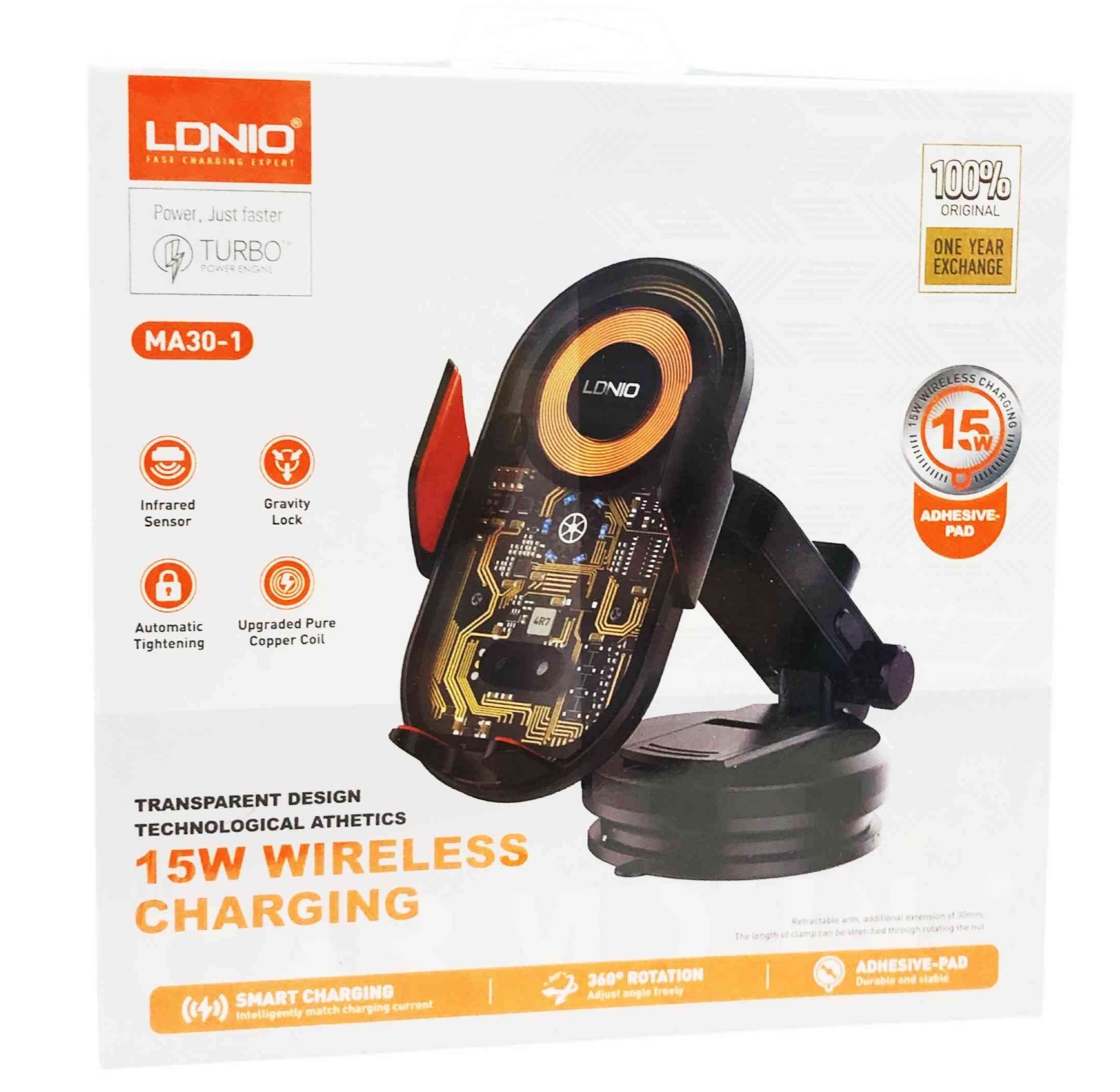 پایه نگهدارنده و شارژر وایرلس خودرو الدینیو (LDNIO) مدل MA30-1